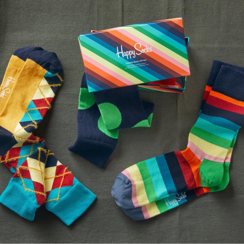 Nib Happy Socks Classic Colorful Set Of 3 Pairs In Box